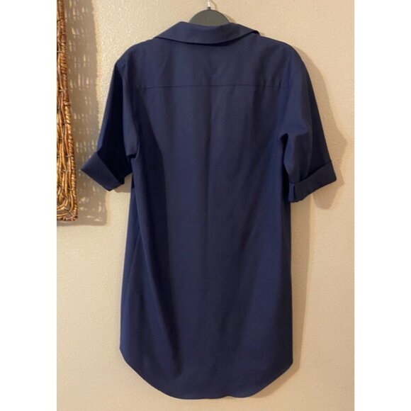 Navy Blue Button-Up Shirt Dress - Picture 5 of 6